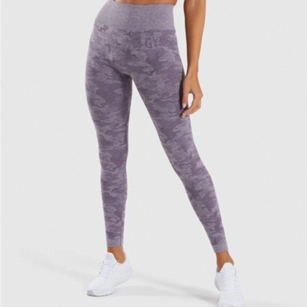 Gymshark Adapt Camo Seamless Leggings Berry Purple Scrunch Bum Size S